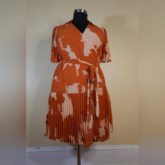 Target Alexis designer wrap dress orange print size 1x - Picture 1 of 5